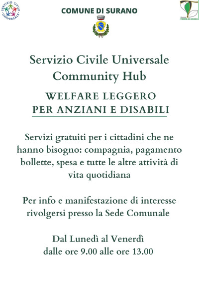 Progetto Servizio Civile Universale: Community Hub 2023